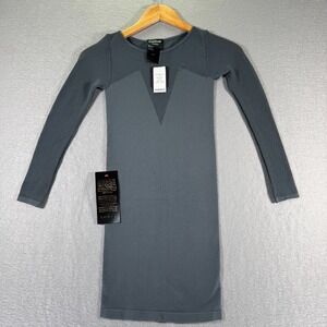 Bebe Deco Doll Mesh Dress Womens Small Petite Knit Comfort Stretch Knee‎ Length